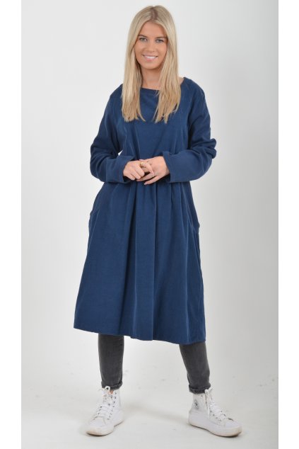 Tmavě modré manšestrové šaty ES5980