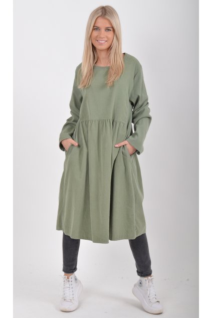 Khaki manšestrové šaty ES5981