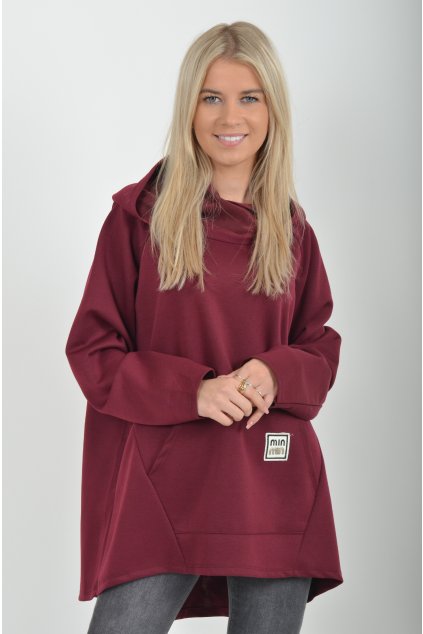 Bordó prodloužená mikina ES5982