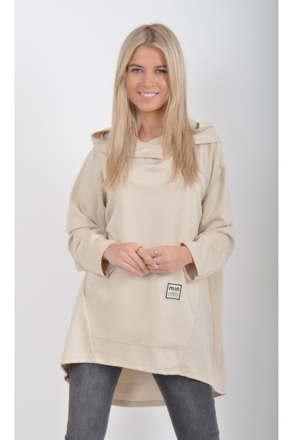Béžová prodloužená mikina ES5983