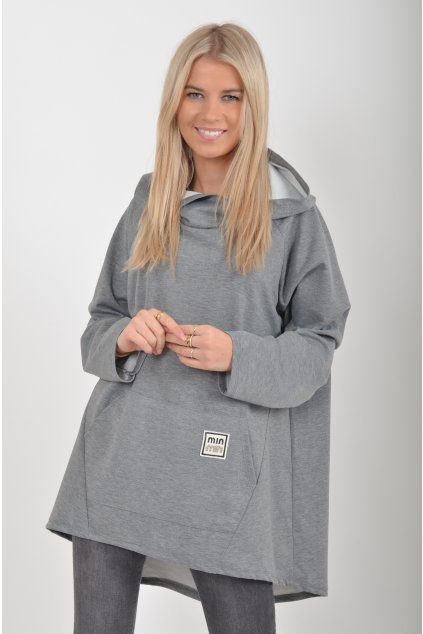 Šedá prodloužená mikina ES5985