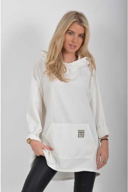 Bílá prodloužená mikina ES5986