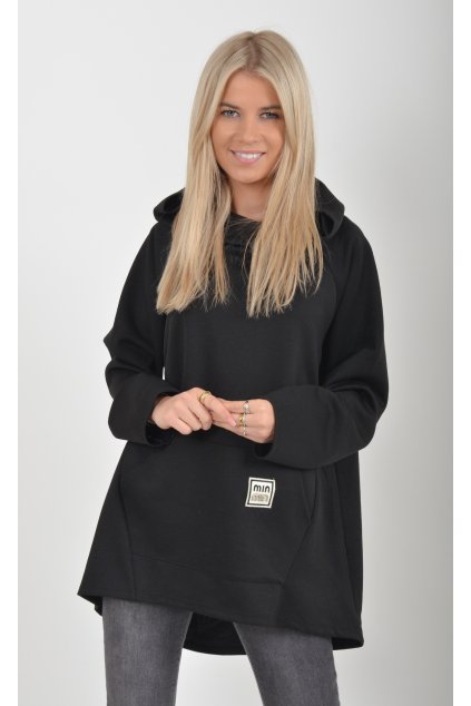 Černá prodloužená mikina ES5987
