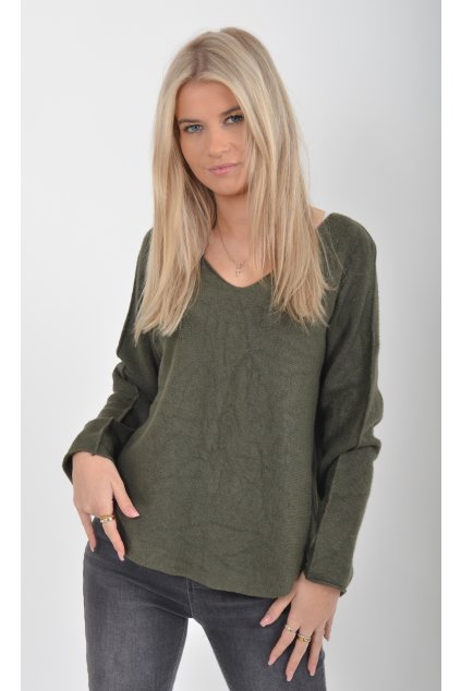 Khaki svetr ES5988