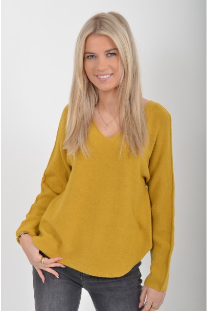 Hořčicový svetr ES5995