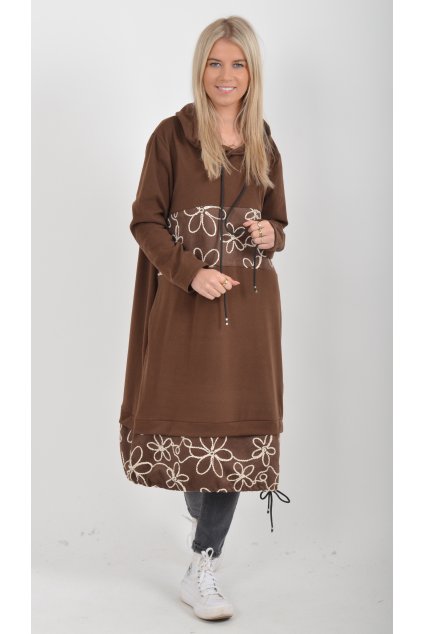 Čokoládové mikinové šaty ES6007