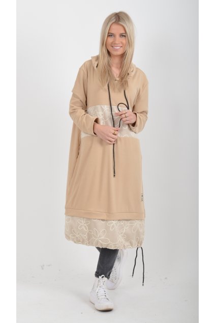 Béžové mikinové šaty ES6008