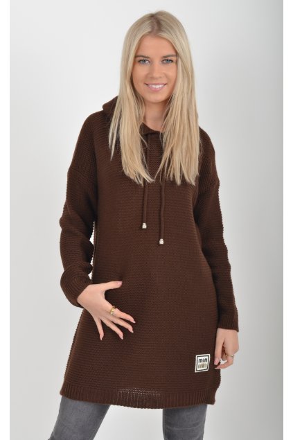 Prodloužený čokoládový svetr ES6019