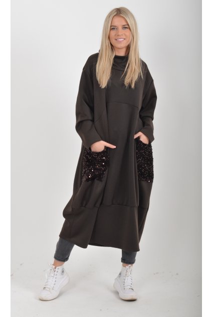 Čokoládové mikinové šaty ES6021
