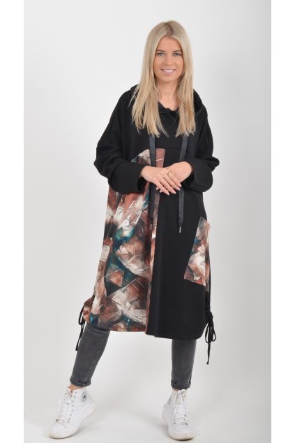 Černé šaty se vzorem ES6040