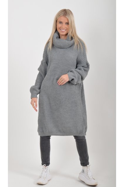 Šedé pletené šaty ES6046