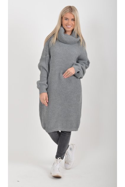 Šedé pletené šaty ES6046