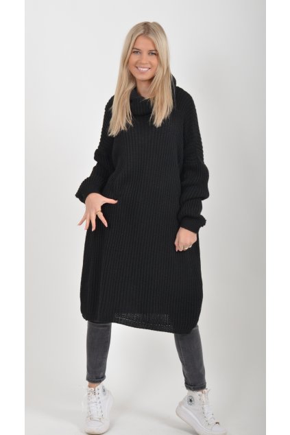 Černé pletené šaty ES6047