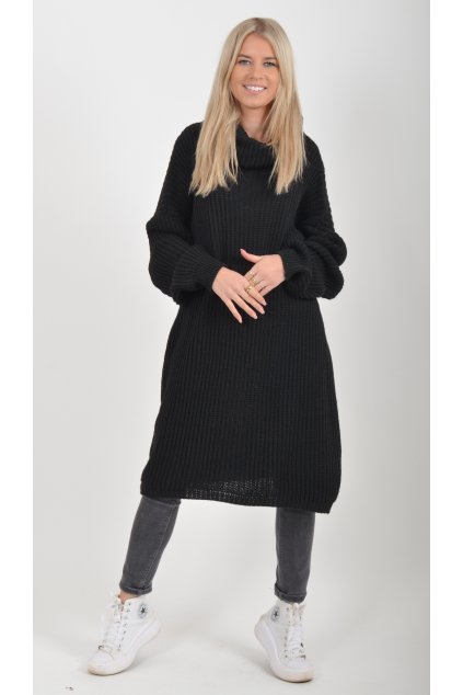 Černé pletené šaty ES6047