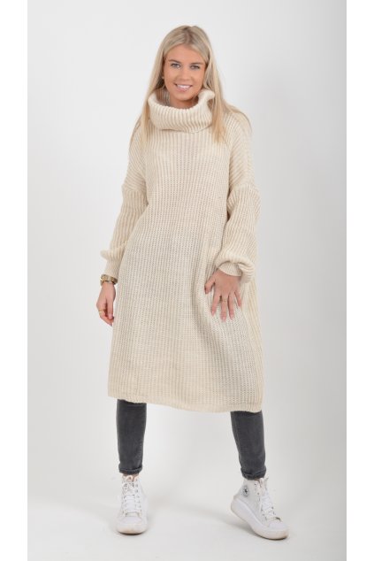Béžové pletené šaty ES6048