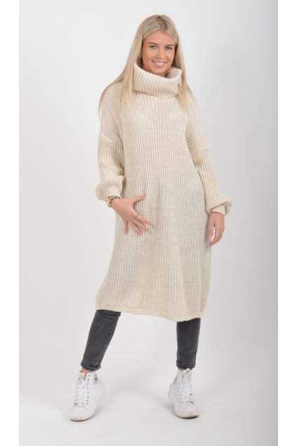 Béžové pletené šaty ES6048