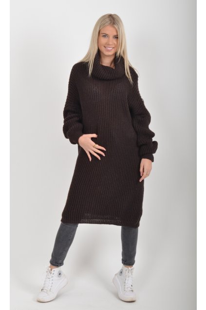 Čokoládové pletené šaty ES6049