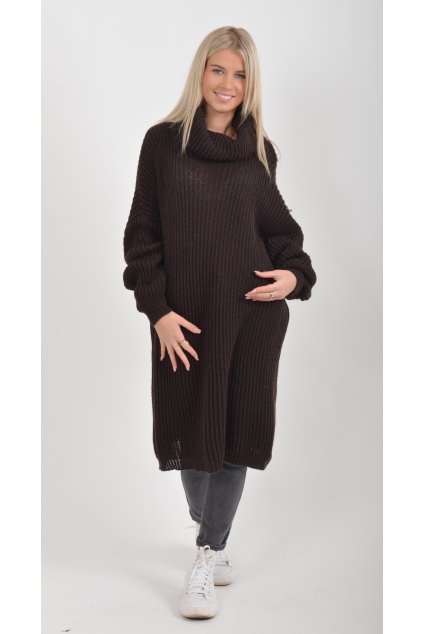 Čokoládové pletené šaty ES6049
