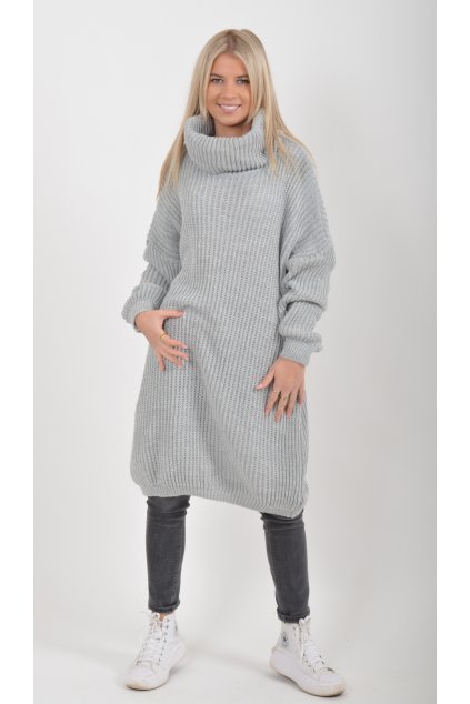 Světle šedé pletené šaty ES6050