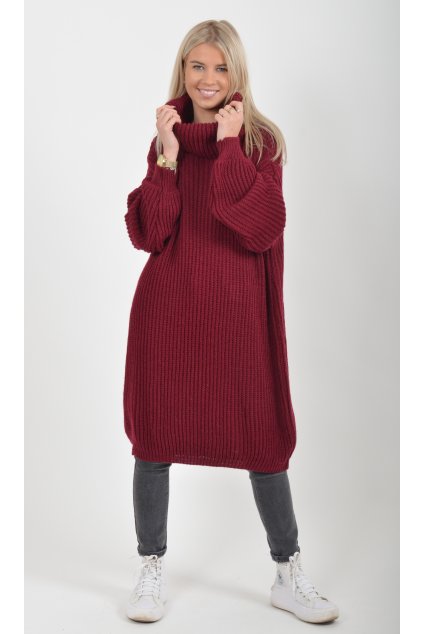 Bordó pletené šaty ES6051