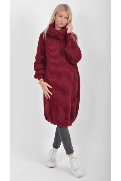 Bordó pletené šaty ES6051
