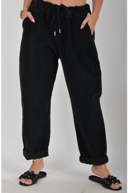 Černé manšestrové kalhoty ES6060