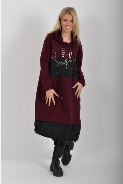 Bordó mikinové šaty ES6065