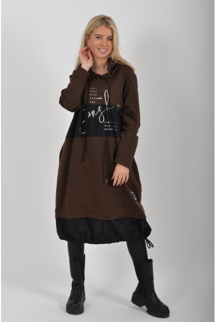 Čokoládové mikinové šaty ES6066