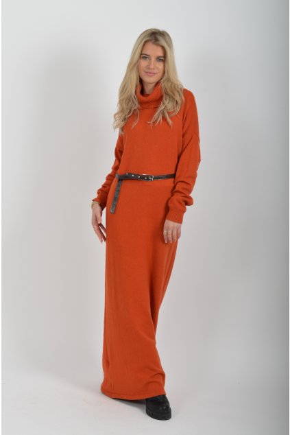 Oranžové dlouhé šaty ES6074