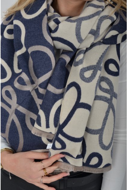 Modro-béžový šál ES6089