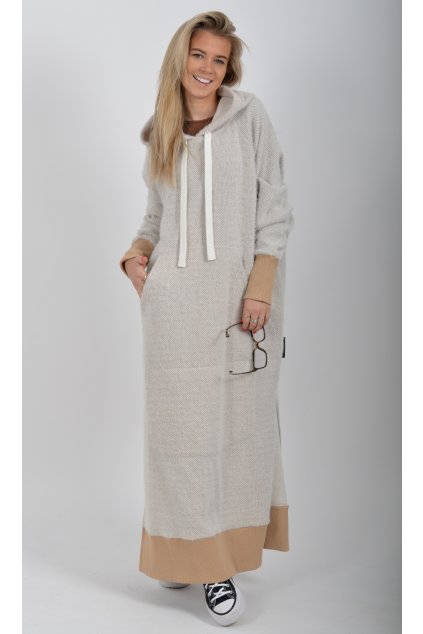 Béžové maxidlouhéšaty ES6095