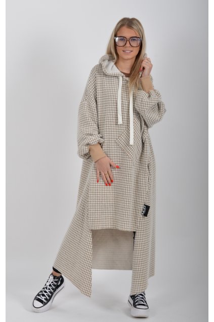 Béžové dlouhé šaty ES6102