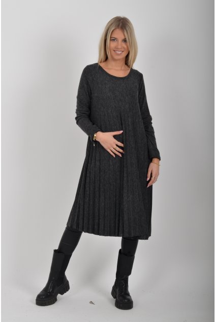 Tmavě šedé šaty ES6126