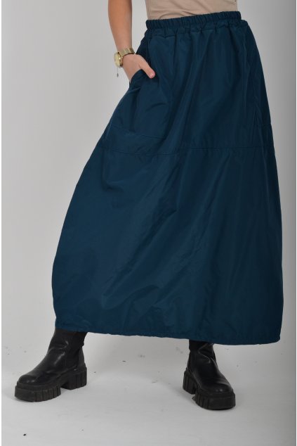 Petrolejová šusťáková sukně ES6132