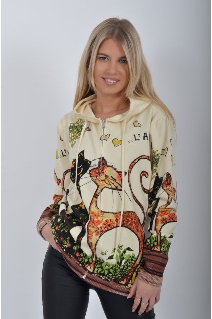 Béžový svetr na zip ES6155