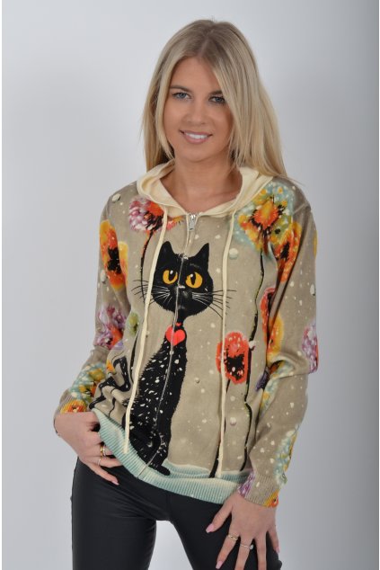 Béžový svetr na zip ES6156