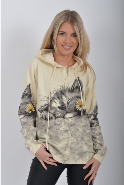 Béžový svetr na zip ES6157