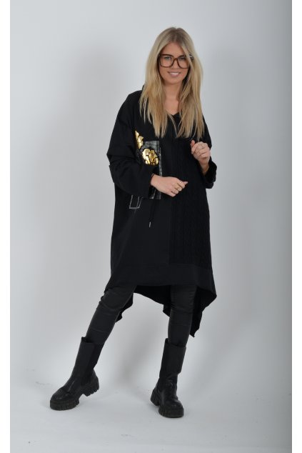 Černá mikinová tunika ES6158