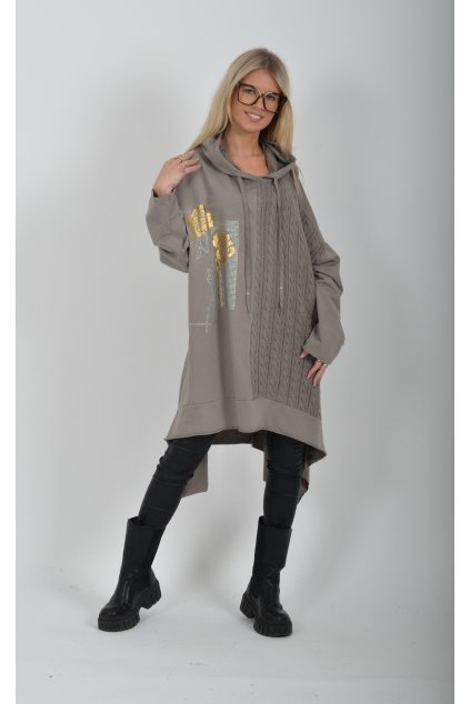 Šedá mikinová tunika ES6159
