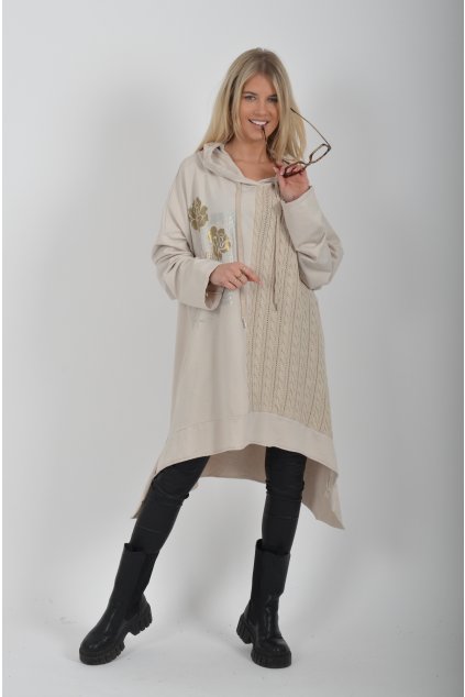 Béžová mikinová tunika ES6160