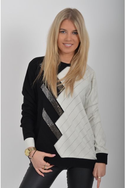 Černo-bílý svetr ES6165