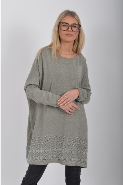 Šedý prodloužený svetr ES6177