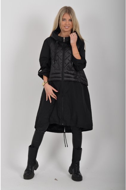 Černá dlouhá parka ES6202
