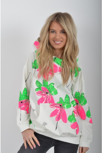 Bílá vzorovaná mikina ES6235