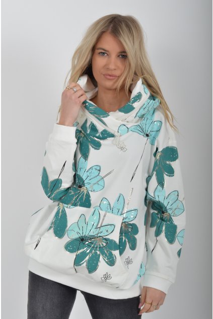 Bílá vzorovaná mikina ES6236