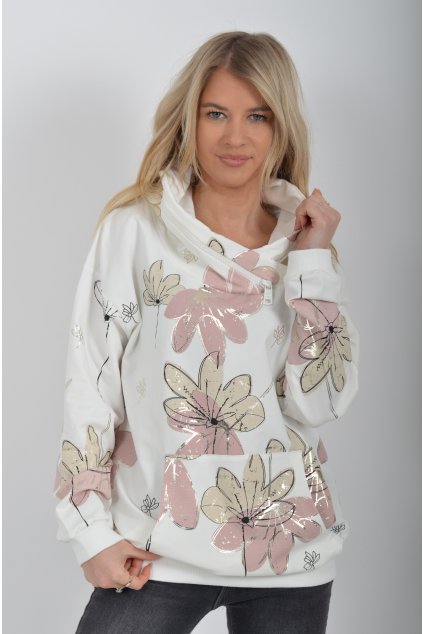 Bílá vzorovaná mikina ES6237