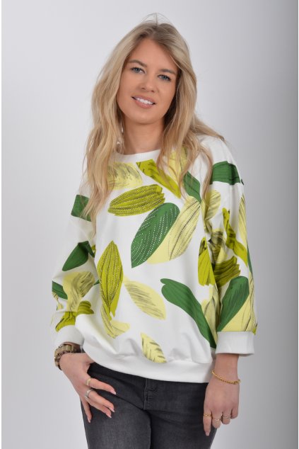 Bílá vzorovaná mikina ES6307