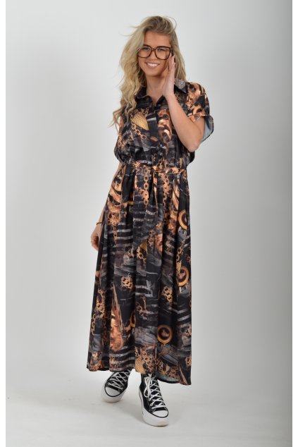 Vzorované dlouhé šaty ES6314