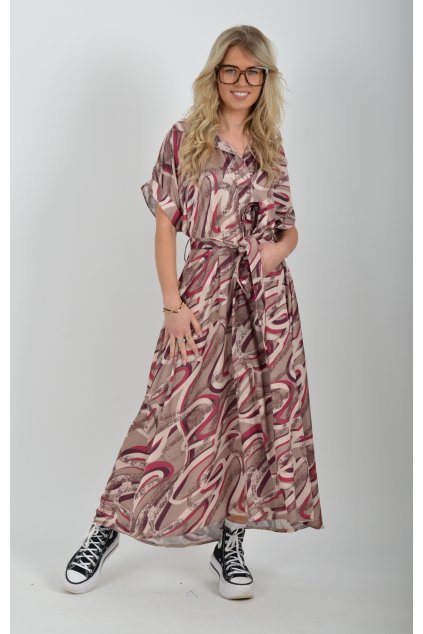 Vzorované dlouhé šaty ES6315