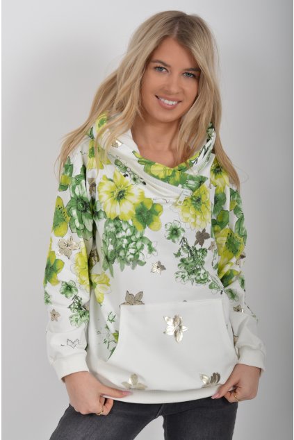 Bílá vzorovaná mikina ES6335